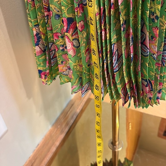 Ralph Lauren Vintage V-Neck Paisley Silk Wrap Pleated Tie Dress Green Multi 10 - Picture 14 of 14